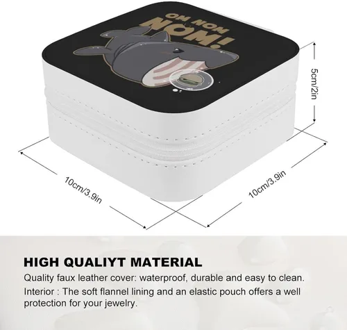 Vista 2 de Kawaii Basking Shark Womens PU Leather Jewelry Box Travel Portable Jewelry Case Cute Jewellery Holder Gifts