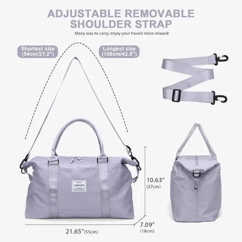 Vista 5 de Bolsa de viaje para mujer, bolsa deportiva para gimnasio, C5-purple, Bolsa de lona