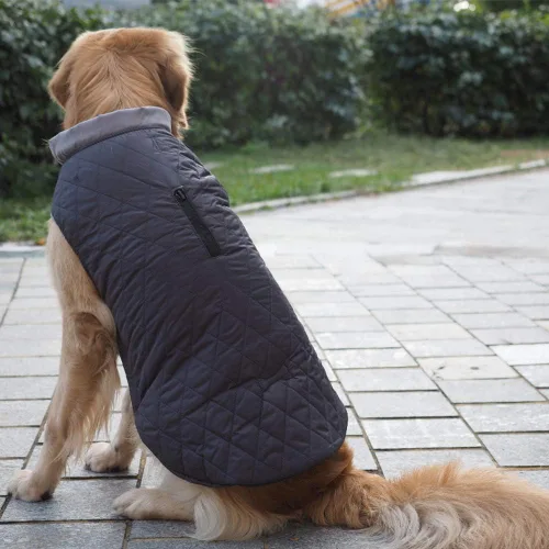 Vista 5 de Abrigo de invierno para perro, chaqueta reversible para perro, impermeable, reflectante, para clima frío, para perros pequeños, medianos y grandes