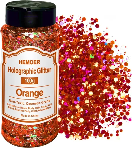 Vista 10 de HEMOER Purpurina Gruesa Holográfica, 12 Colores de Lentejuelas Brillantes, Conjunto de Purpurina de Poliéster Exclusivo Mixto para Resina Epoxi