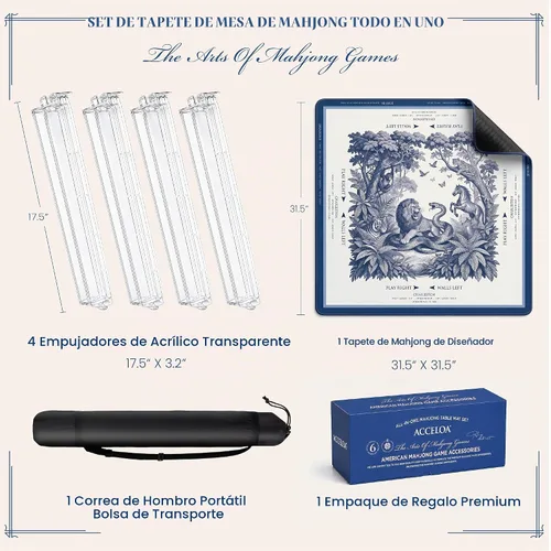 Vista 2 de American Mahjong Mat and Racks Set: 31.5" x 31.5" Neopreno impermeable Jungle Mono