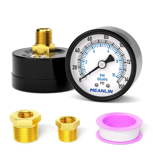 Vista 13 de MEANLIN MEASURE - Manómetro electromecánico de 2" de esfera con cara, NPT de 1/4 de pulgada, para bomba de pozo, con bujes hexagonales NPT de 1/2