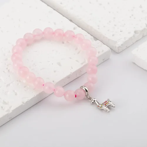 Vista 3 de Regalos de llama para mujer, pulsera sin llama, cuentas de ágata morada, colgante de llama, regalo de cumpleaños de llama, regalos de alpaca