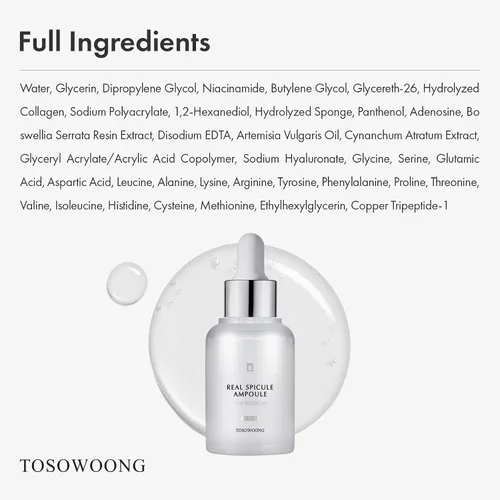 Vista 7 de TOSOWOONG Ampolla real Spicule con 30,000 inyecciones, niacinamida, pantenol, suero líquido potenciador de la piel, minimizador de poros