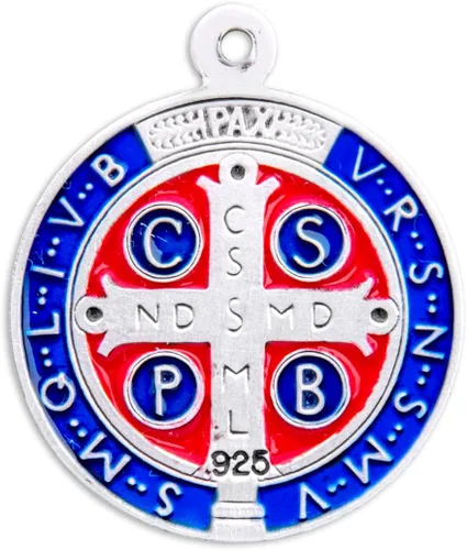 Vista 3 de Extel Collar con medalla de San Benito, Plata esterlina, No es una piedra preciosa