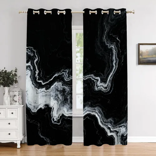 Vista 79 de Cortinas opacas de poliéster multicapa marrón con diseño de bosque natural, 2 unidades, 26 x 24 pulgadas