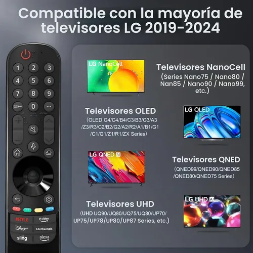 Vista 2 de Replacement for LG TV Remote, for 2019-2025 LG Remote Control for Smart TVs