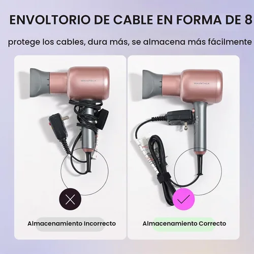 Vista 4 de Secador de pelo Wavytalk con difusor, secador iónico Blown Away para cabello rizado con peine, secador de 1875 W de secado rápido con tecnología