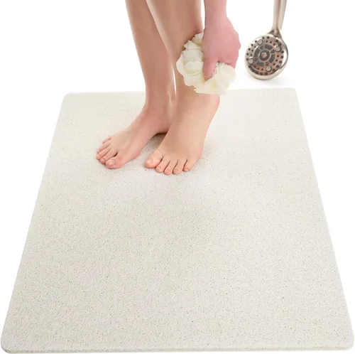 Vista 128 de Enkosi Alfombra de ducha antideslizante Loofah para suelos de ducha, bañera, baños, zonas húmedas, alfombrilla de baño acolchada con agujeros