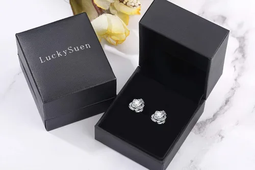 Vista 6 de Pendientes de tuerca de plata de ley chapados en oro, hipoalergénicos y sin níquel, regalo de joyería para mujeres y niñas
