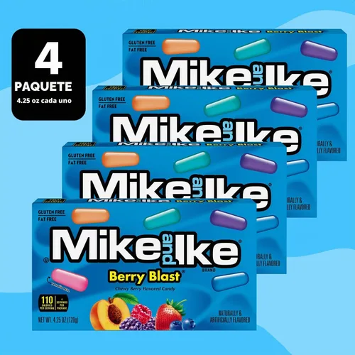 Vista 4 de Mike and Ike Berry Blast Candy, paquete de 2 cajas de dulces de cine, dulces ideales para Mike e Ike para tus películas favoritas, caja de dulces