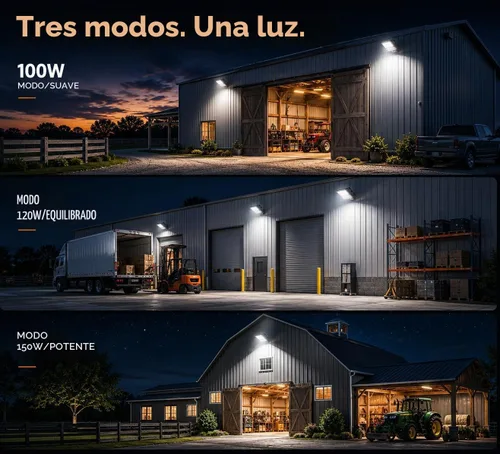 Vista 5 de ledmo Luz LED de estacionamiento de 100 W/120 W/150 W, 22500 lm, súper brillante, regulable, para exteriores, con sensor 3 en 1 con fotocélula