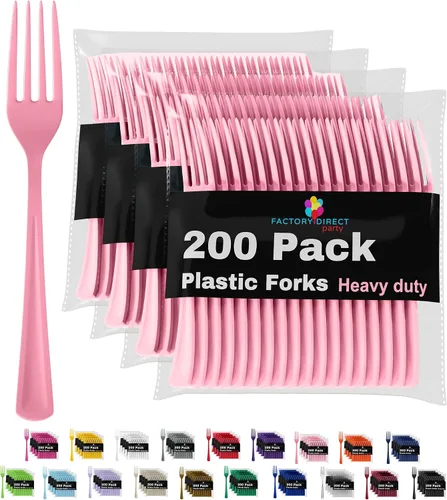 Vista 42 de Party Solids - Cucharas de plástico color marfil, 200 piezas, cucharas de marfil, utensilios desechables, juego de cubiertos de plástico resistente