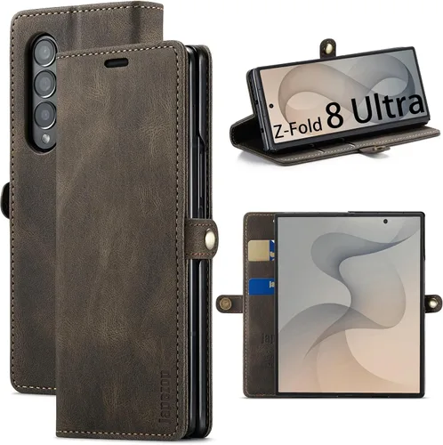 Vista 19 de Funda tipo cartera para Samsung Galaxy Z Fold 3 con soporte para bolígrafo S, color negro