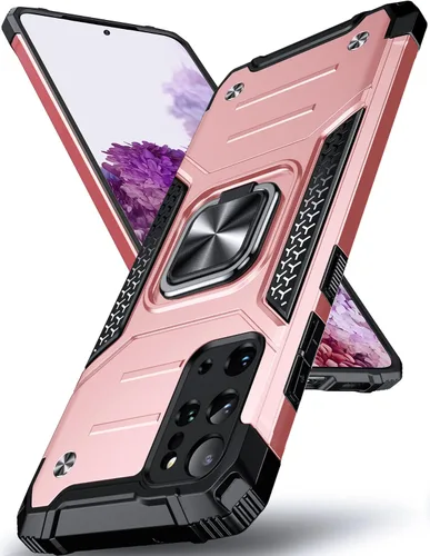 Vista 109 de DASFOND Diseñada para funda Galaxy S8 con soporte, anillo metálico giratorio mejorado de 360°, soporte kickstand de grado militar, resistente a
