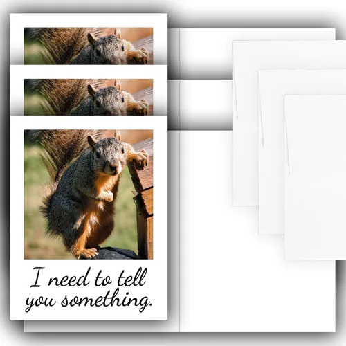 Vista 10 de Articulate Squirrel - Tarjeta de felicitación divertida – Interior en blanco – Necesito decirte algo – 1 tarjeta – Sobre de papel kraft