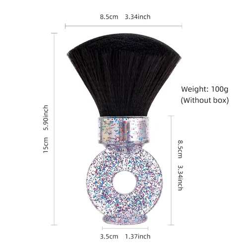 Vista 6 de Cepillo de cuello para limpieza de corte de cabello de peluquería, herramienta de salón de belleza con mango de anillo, cepillo suave para eliminar