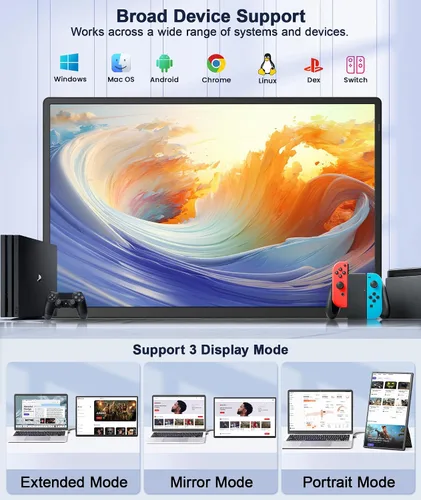 Vista 8 de Extensor de pantalla para portátil de 16", monitor portátil IPS Negro