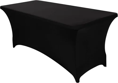 Vista 28 de Paquete de 2 fundas de mesa ajustadas rectangulares de spandex de 6 pies, color beige, mantel de tela elástica sin arrugas para fiestas, ferias