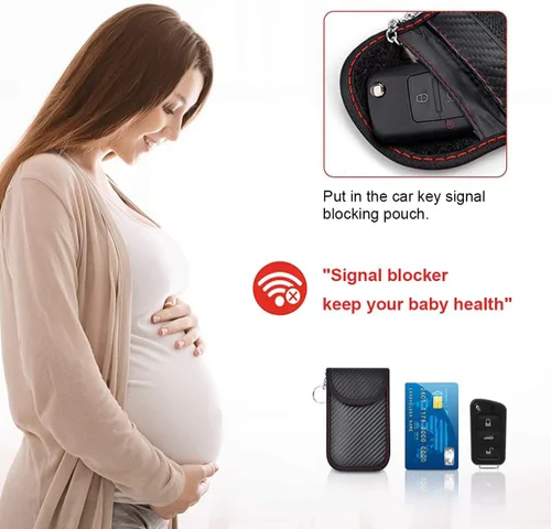 Vista 4 de Bolsa Faraday 2Pack de Fibra de Carbono - Protector de Llave con Bloqueo de Señal RFID y Almacenamiento de Tarjetas, Estuche de Seguridad Antirrobo