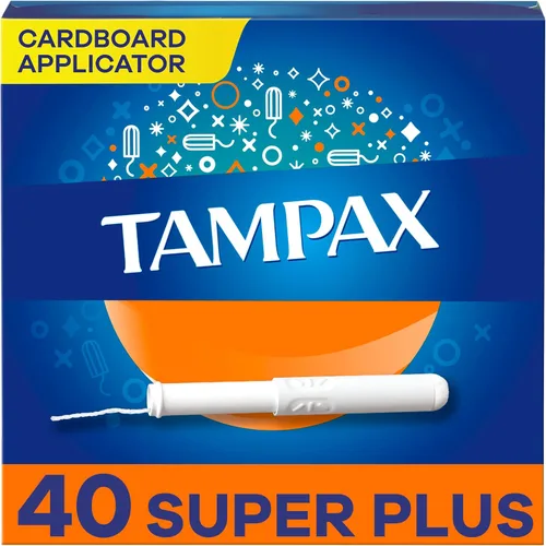 Vista 8 de Tampax Tampones de cartón para mujer Super Plus Absorbencia, agarre antideslizante, falda de protección contra fugas, sin perfume, 40