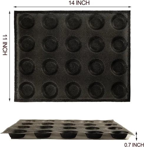 Vista 2 de Masteymoh Molde de malla de silicona para hamburguesas, molde de bollo de 20 cavidades con agujeros para bollos sin gluten