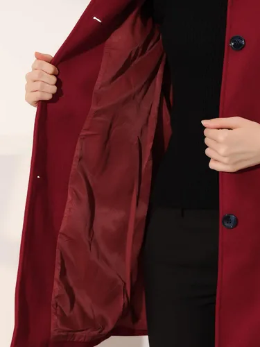 Vista 5 de Allegra K Gabardina de invierno con cuello vuelto para mujer, Café