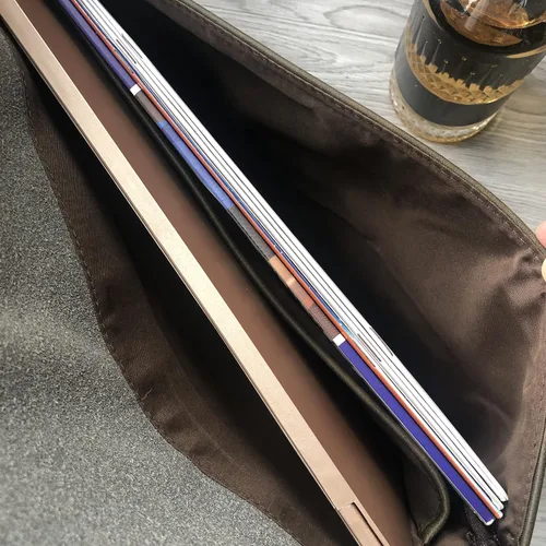Vista 5 de Vintage pu cuero 13.5 "negocios embrague sobre bolsa documentos certificado portátil manga caso oficina carpeta de archivo, Verde militar