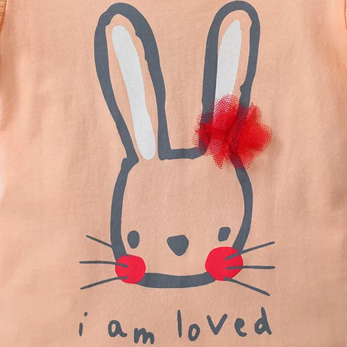 Vista 3 de Camiseta casual de algodón con mangas con volantes para niñas pequeñas, de 2 a 7 años