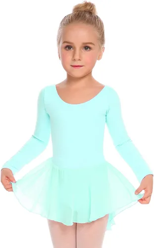 Vista 2 de Zaclotre Vestido clásico de baile de manga larga para niña, leotardo con falda de ballet