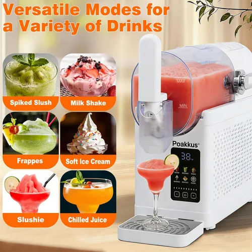 Vista 3 de [Usado] Máquina para granizar, no necesita hielo para el hogar, máquina de bebidas congeladas con 6 programas preestablecidos y pantalla LED