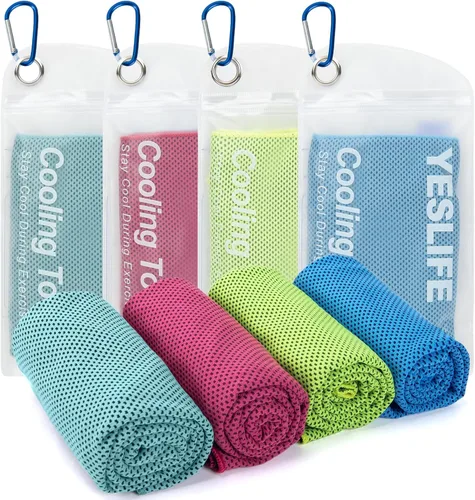 Vista 11 de YESLIFE Paquete de 4 toallas refrescantes de 40 x 12 pulgadas, toallas de gimnasio para hombres y mujeres, toallas de entrenamiento suaves y Negro