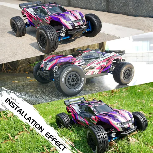 Vista 2 de OGRC - 4 neumáticos hexagonales de 0.472 in de plástico con insertos de espuma, neumáticos de goma para neumáticos 1/10 para Traxxas Slash Redcat
