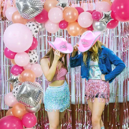 Vista 3 de Kit de guirnalda de arco de globos de despedida de soltera, decoraciones de fiesta occidental con bolas de discoteca 4D de 22 pulgadas y globos LETS