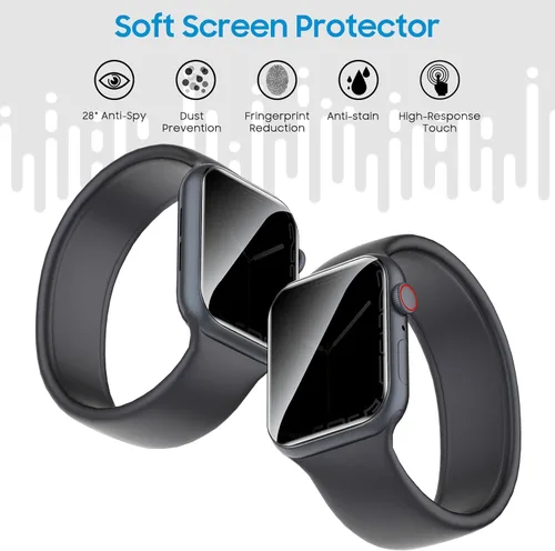 Vista 2 de UniqueMe Paquete de 6 protectores de pantalla de privacidad de TPU compatibles con Apple Watch de 1.575 pulgadas, película flexible mejorada