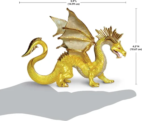 Vista 3 de Safari Ltd. Figura de dragón dorado – Figura detallada de 6.75 pulgadas – Divertido juguete educativo de fantasía para niños, niñas y niños a partir