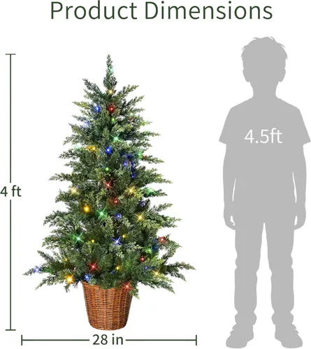 Vista 3 de Puleo International Árbol de Navidad artificial en maceta preiluminado de 4
