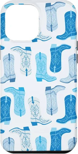 Vista 26 de Cowboy Boot Illustration Preppy Western Pastel Blue and Cyan Case for iPhone 17