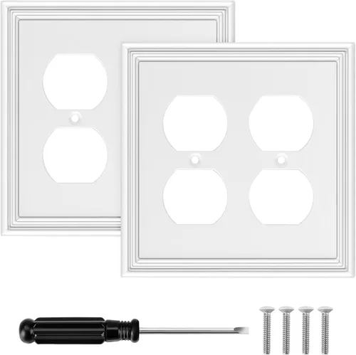 Vista 7 de Cubiertas blancas para enchufes de pared, placa decorativa moderna para interruptor de luz, cubierta de enchufe, placas de interruptor, cubierta