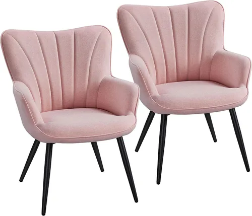 Vista 11 de Yaheetech Silla de comedor, 2 piezas, reposabrazos de tela, sillas de restaurante, sillas de recepción de hotel, silla de ocio, sofá, silla lateral