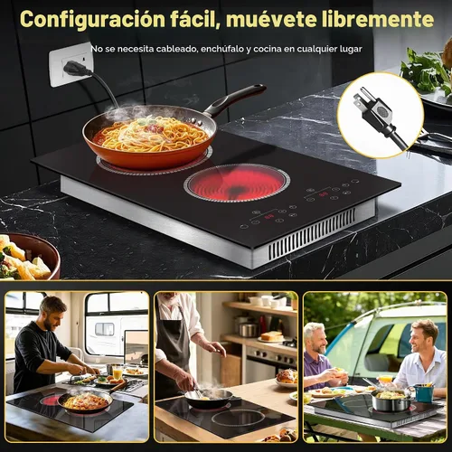 Vista 3 de Placa eléctrica de 2 quemadores, estufa eléctrica de 12 pulgadas