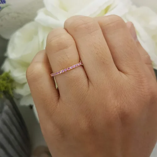 Vista 5 de Dazzlingrock Collection Round Gemstone or Diamond Elegant Wedding Band for Women in Gold