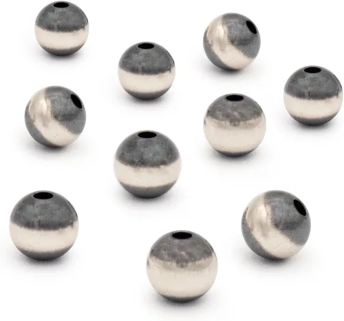 Vista 7 de JewelrySupply Cuentas redondas de plata de ley Navajo Pearl de 0.157 in (paquete de 10 cuentas)