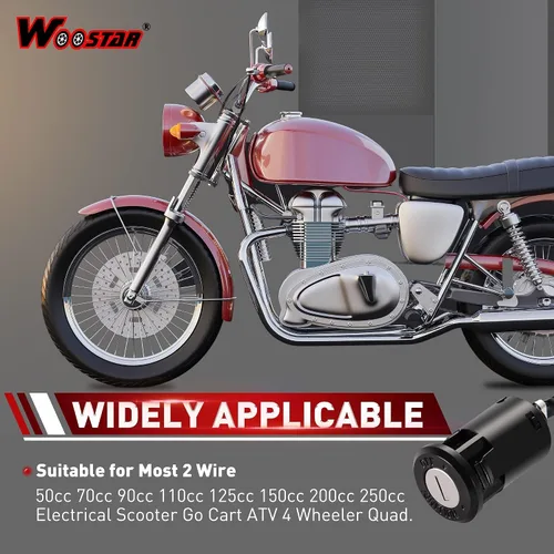 Vista 4 de WOOSTAR Interruptor de llave de encendido de 2 cables, interruptor de encendido de 2 posiciones, reemplazo para 50 cc, 70 cc, 90 cc, 110 cc, 125 cc
