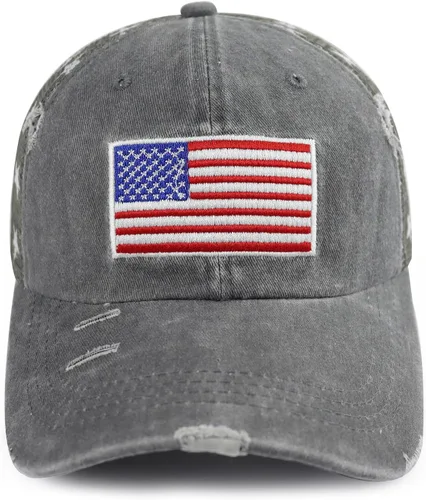 Vista 22 de Gorra de béisbol con la bandera estadounidense para mujer, divertida gorra de béisbol bordada y desgastada ajustable