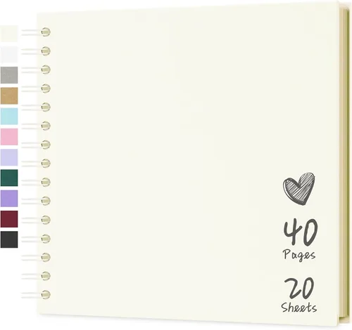 Vista 23 de Álbum de recortes de 7 x 7 pulgadas, álbum de recortes DIY de tapa dura de papel kraft, álbumes de fotos, 40 páginas, perfecto para fotos de 4 x 6