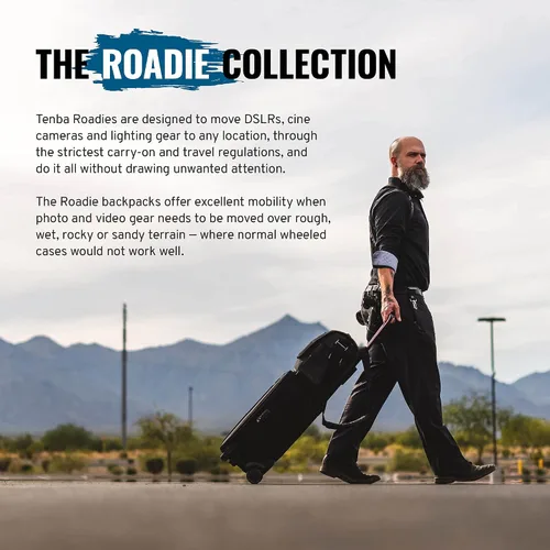 Vista 3 de Tenba Roadie - Funda híbrida con ruedas para cámaras y lentes DSLR y sin espejo, compatible con un portátil de 17 pulgadas, color negro (638-713)