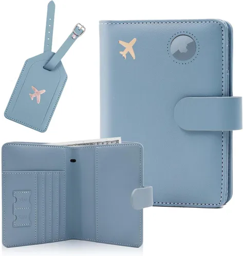 Vista 8 de Melsbrinna Rfid - Soporte para pasaporte para mujeres y hombres, juego de etiqueta de maleta de viaje, bonita cartera de pasaporte con ranuras