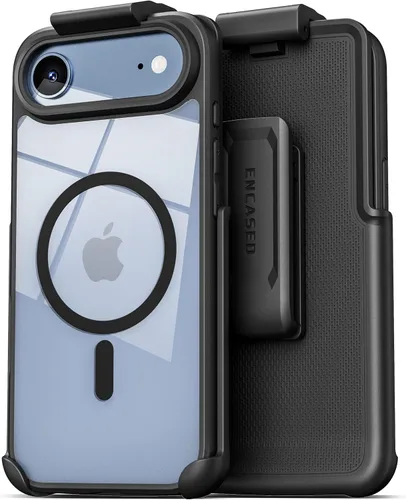Vista 20 de Encased SlimShield para iPhone 14 Funda con Clip para Cinturón con Soporte para Teléfono (Compatible con MagSafe) Negro Mate (iPhone 14)