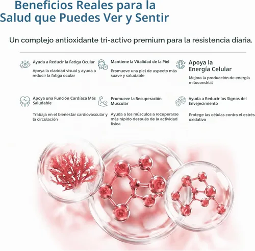 Vista 4 de Suplemento de astaxantina de 12 mg – AstaREAL™ Procedente de microalgas con geranilgeraniol GG-Gold® y Tocotrienoles DeltaGold®, sin OMG, sin